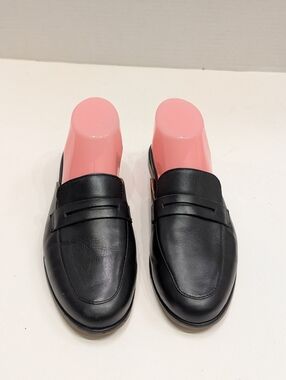 Abeo Women's Size 8 Natalie Mules Black Leather Flat Shoes Made In Brazil